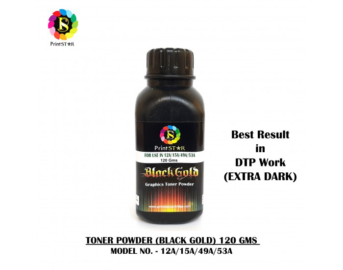 PRINT STAR LASER TONER POWDER FOR HP 12A 120GM UNIVERSAL ( BLACK GOLD) EXTRA DARK